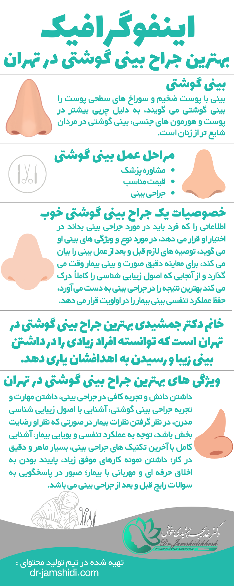 اینفوگرافیک بهترین جراح بینی گوشتی در تهران